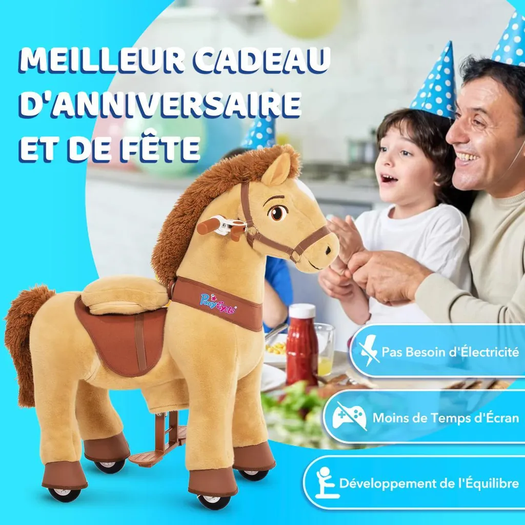 Cheval à Bascule Mobile PonyCycle Cheval Jouet à Roulettes pour Enfant - 2