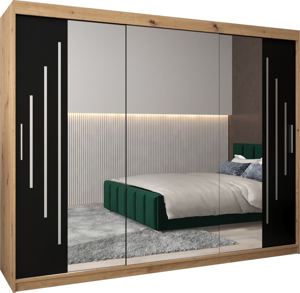 Kleiderschrank, Schiebetürenschrank Schlafzimmer, Schrank mit Spiegel YORK 2 250 cm
