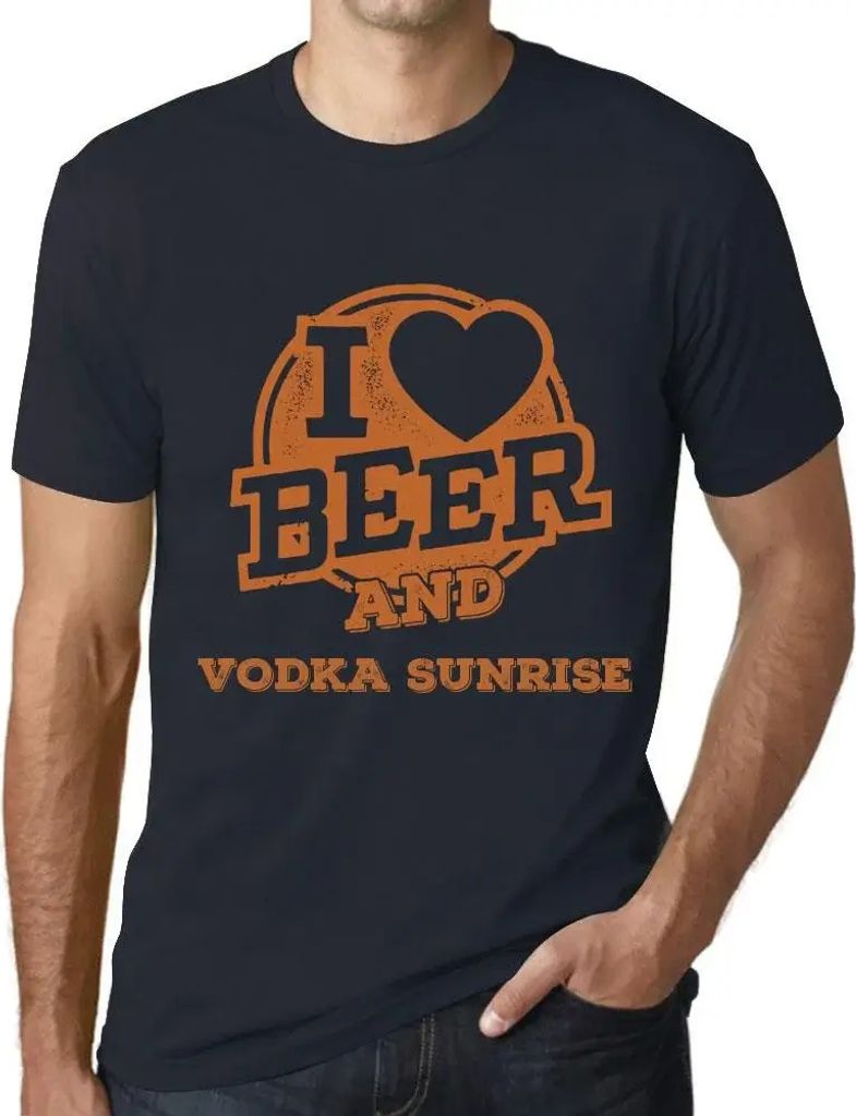 Herren Grafik T-Shirt Ich liebe Bier und Wodka Sunrise – I Love Beer And Vodka Sunrise – Öko-Verantwortlich Vintage Jahrgang Kurzarm Lustige D...