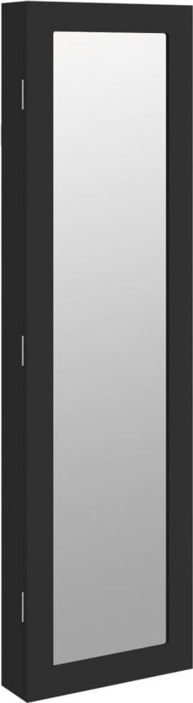 Schmuckschrank mit Spiegel Wandmontage Schwarz 30x8,5x106 cm