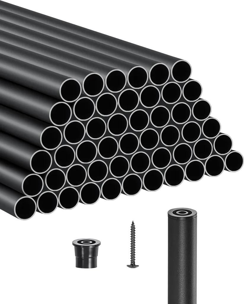 VEVOR Lot de 51 Balustres d'Escalier en Aluminium Noir φ19 x 660 mm