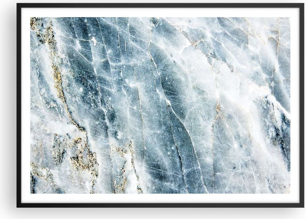 Gerahmtes Poster - Schwarzer Rahmen - Nachahmung Stein Marmor - 100x70 cm - Wand Bild - Wanddeko - Wandbilder - Kunstposter - Wandposter - Bilderr...