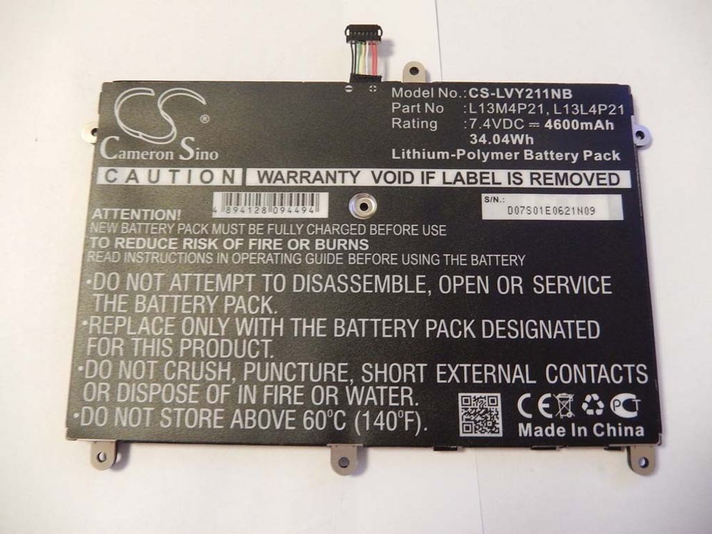vhbw Akku kompatibel mit Lenovo Yoga 2 11 11.6", 2 11, 2332, 20332, 20428, 2 11-59417913 Notebook (4600 mAh, 7,4 V, Li-Polymer)
