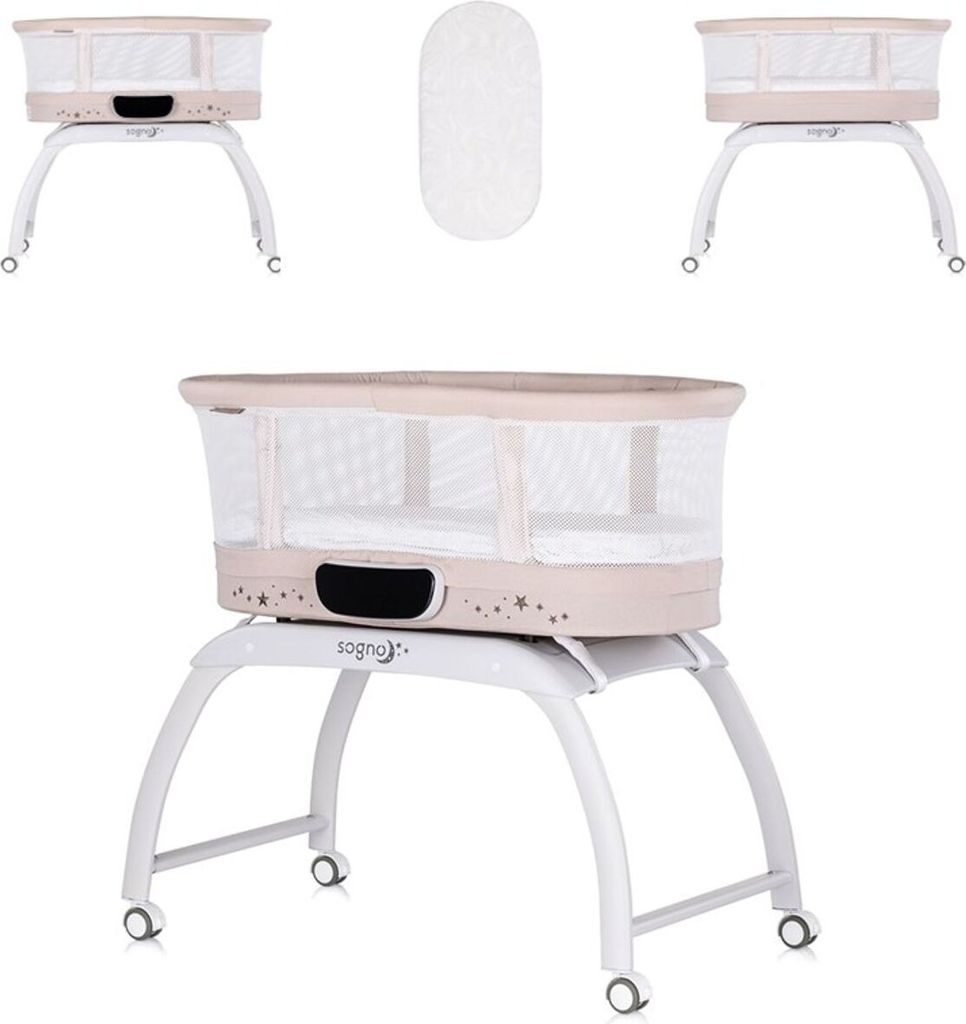 Chipolino Beistellbett Sogno 2 in 1 Spieltisch, Fernbedienung, eingebaute Waage beige