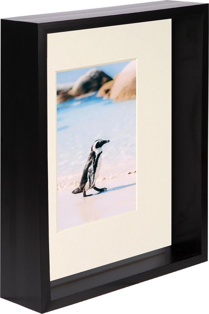 1x schwarz 8 x 10 zoll 3d tiefe box holz foto rahmen mit elfenbein 4 x 6 zoll montieren - stehend hängende handwerk schatten meeringbild danke fal...