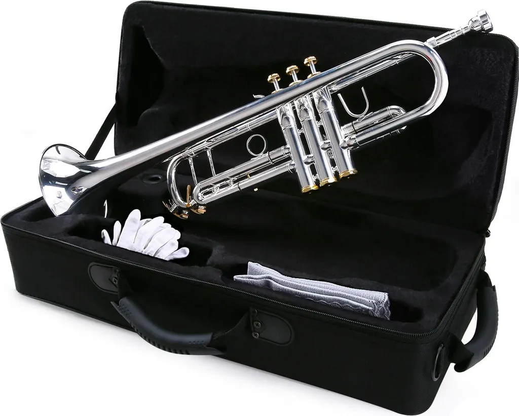 Trompette en si bémol professionnelle argentée avec embouchure 5C