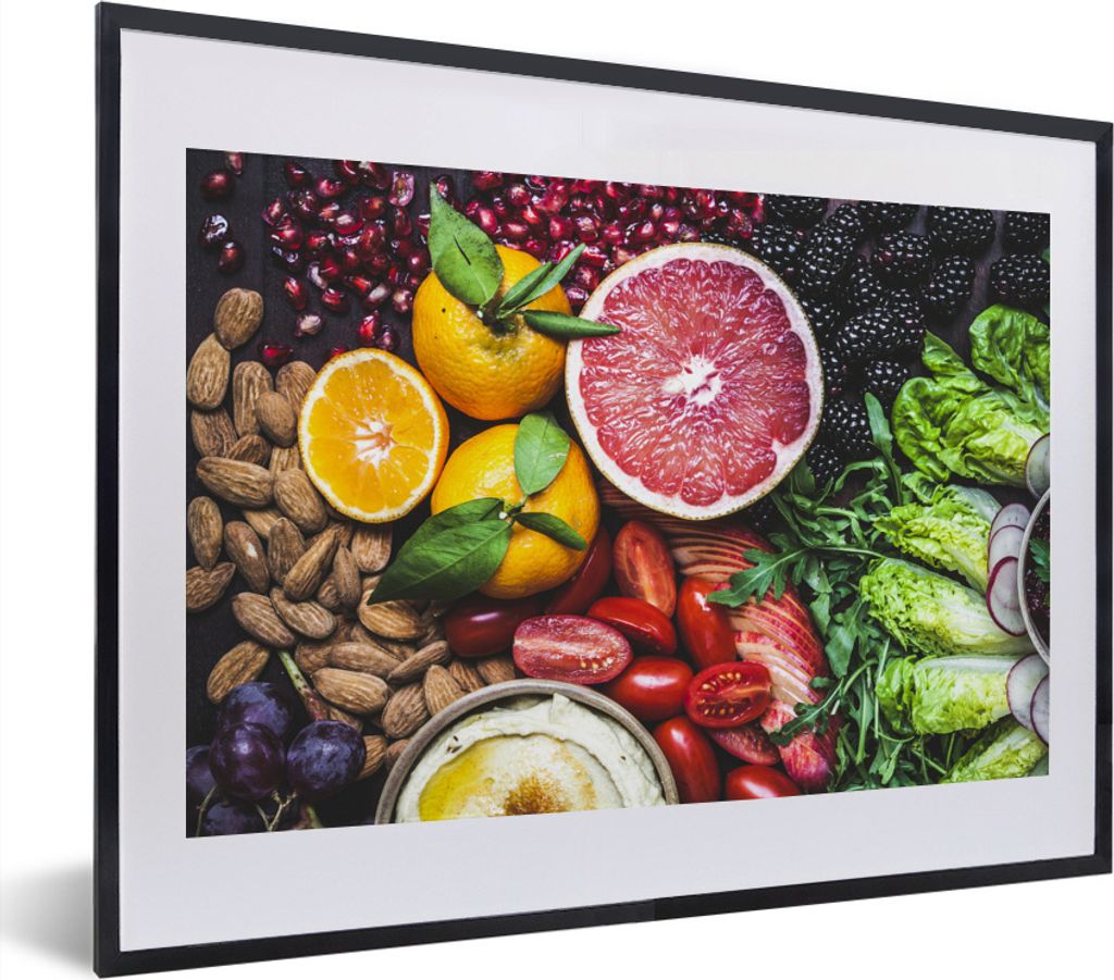 MuchoWow MuchoWow Gerahmtes Poster Gemüse - Obst - Farben 40x30 cm - Poster mit zchwarzem Bilderrahmen - Bilderrahmen - Poster im Rahmen