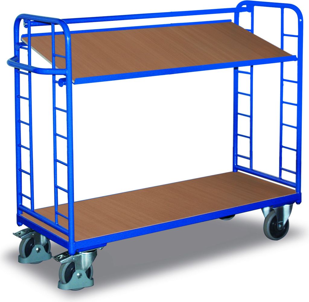 Variofit Etagenwagen mit 2 Holzböden, Ladefläche:1605x650 mm