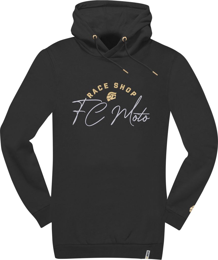 FC-Moto FCM-Sign-D Damen Long-Kapuzensweatshirt, schwarz, M