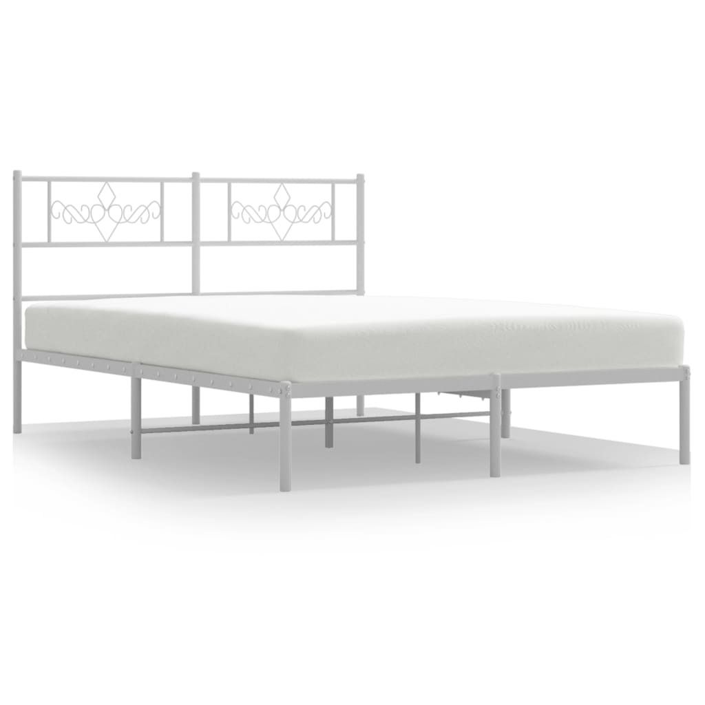 vidaXL Bettgestell mit Kopfteil Metall Weiß 120x200 cm