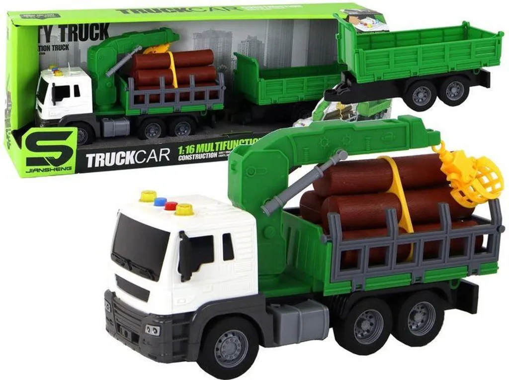 Fini le plastique : camion en bois avec grue et tracteur sonore durable