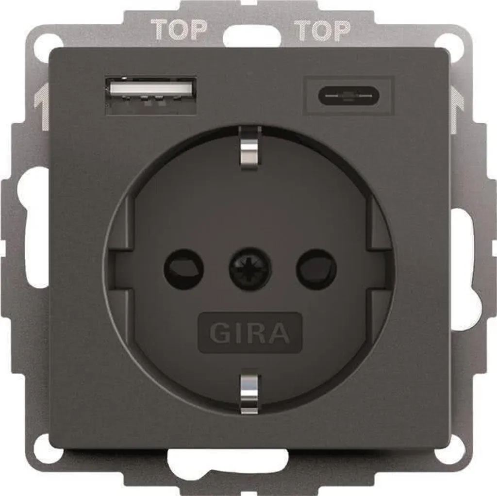 Gira 245928 Prise SCHUKO avec USB System 55 Anthracite Double Chargeur