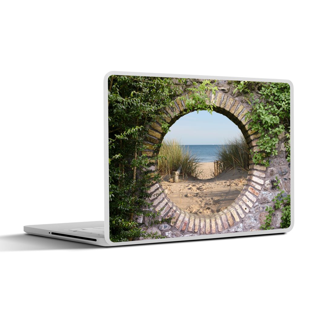 MuchoWow Laptop Aufkleber Sticker Cover Aussicht - Strand - Düne - Sommer 32.5x23.5 cm - Sticker für Laptop - Selbstklebend