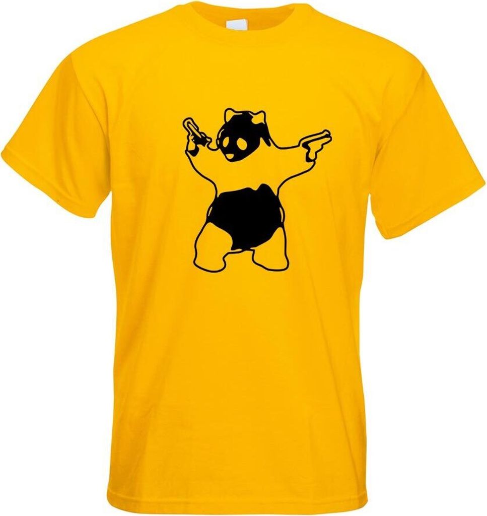 Kiwistar - T-Shirt - gelb - Panda with Guns Motiv Bedruckt Funshirt Design Print - mit Motiv Bedruckt - Funshirt Design - Sport - Freizeit - Herren...