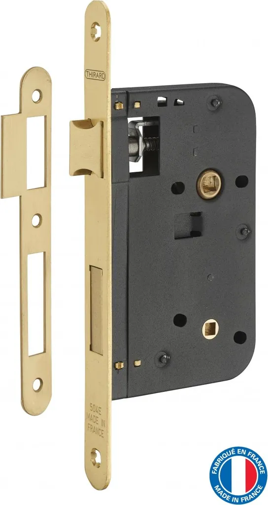 Serrure de salle de bain à encastrer axe 60mm finition laiton - Thirard