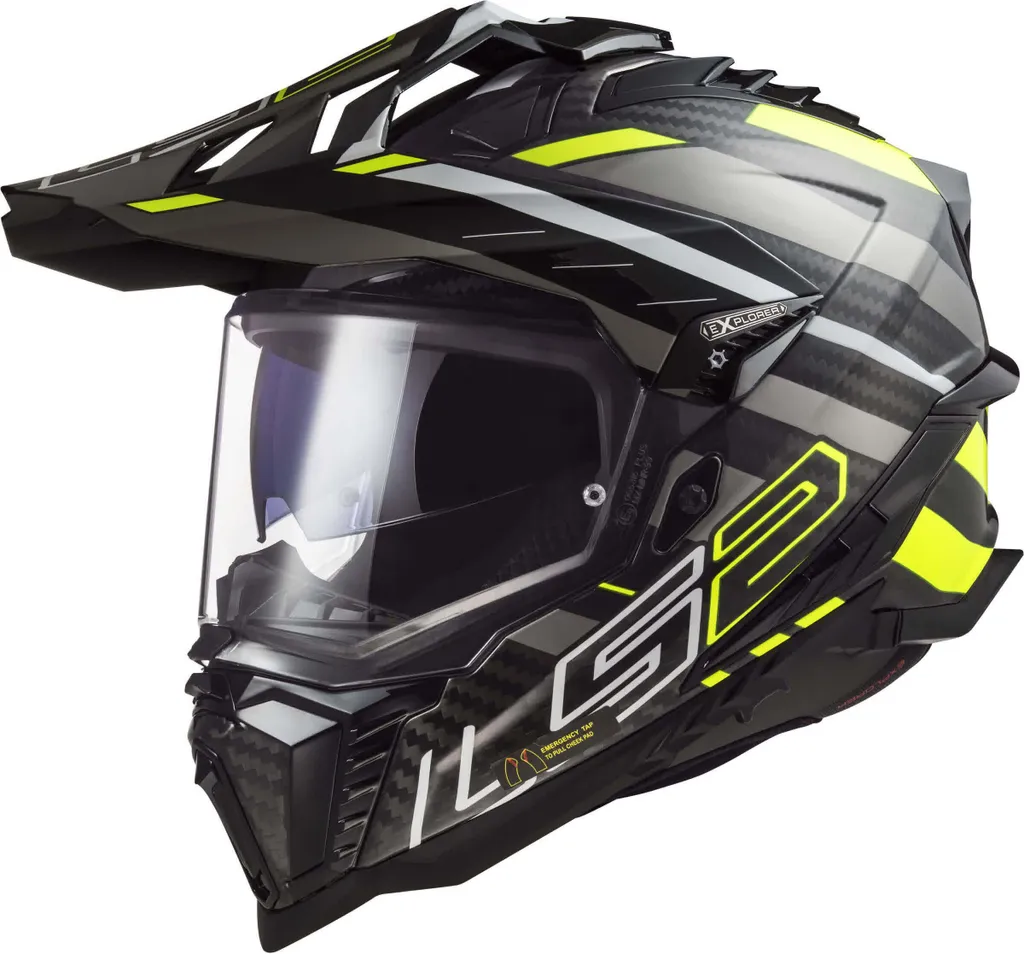 Casque Motocross Léger LS2 MX701 Explorer Carbon Anti-Buée Noir Jaune M
