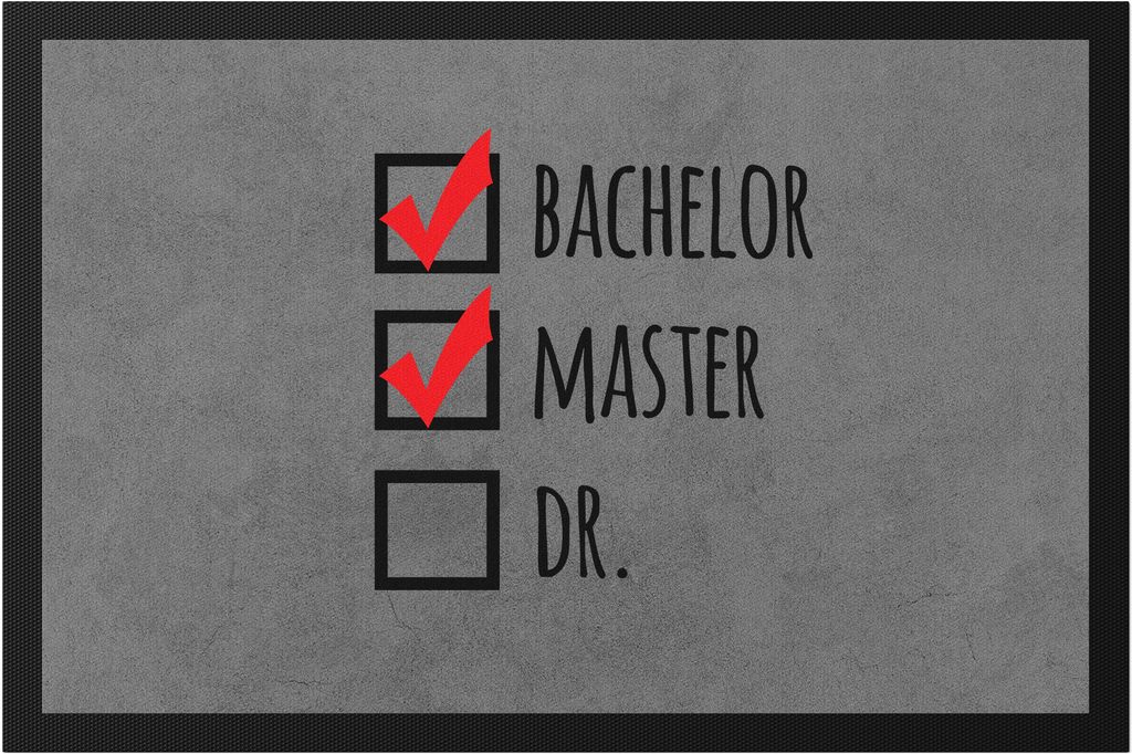 Master Abschluss Fußmatte Lustig Check-Liste Geschenk Dr Produktbild 