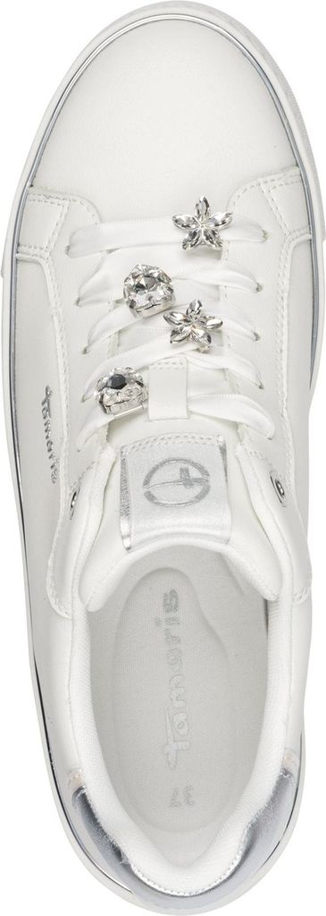 Tamaris Damen Sneaker Plateausohle Metallic Effekte Court 1-23751-44, Größe:39 EU, Farbe:Silber