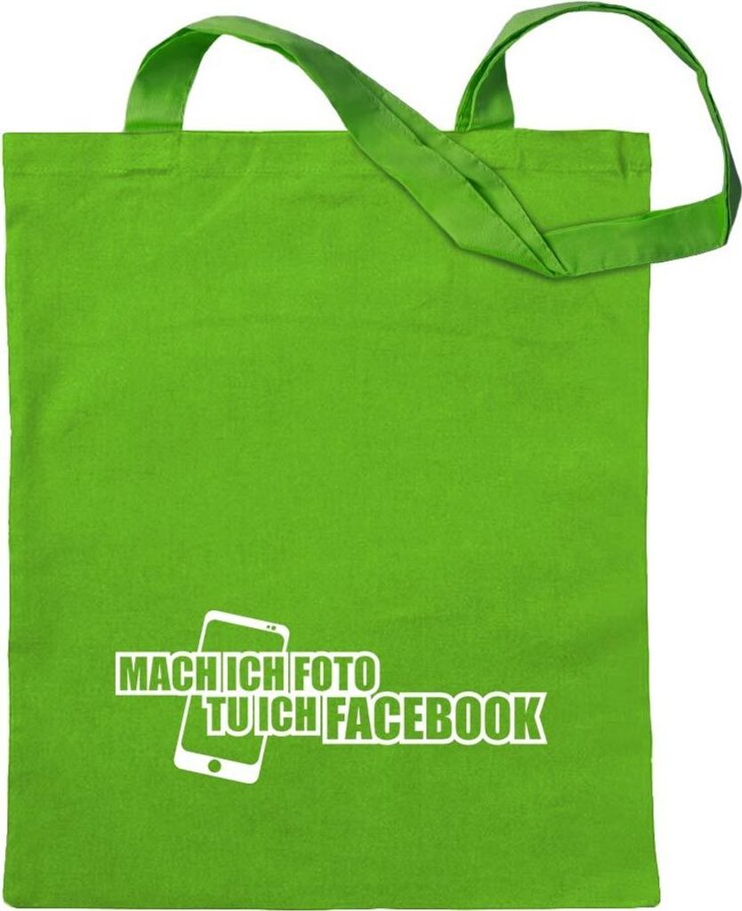 Kiwistar - Baumwolltasche - hellgrün - Foto tu ich Facebook - Tragetasche Stoffbeutel Umhängetasche Langer Henkel