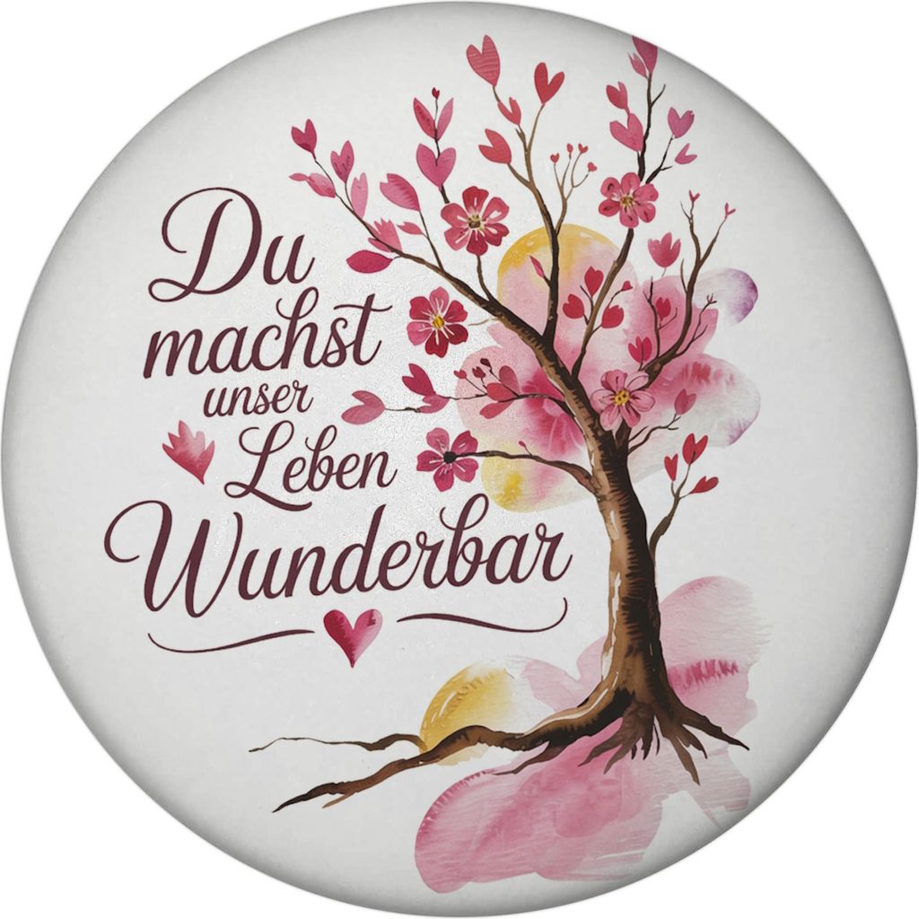 Du machst unser Leben wunderbar Magnet mit Flaschenöffner Baum mit Blumen