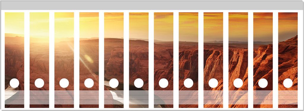 Wallario Ordnerrücken Sticker, selbstklebend für breite Ordner, 12 Stück, Motiv Grand Canyon bei Sonnenuntergang