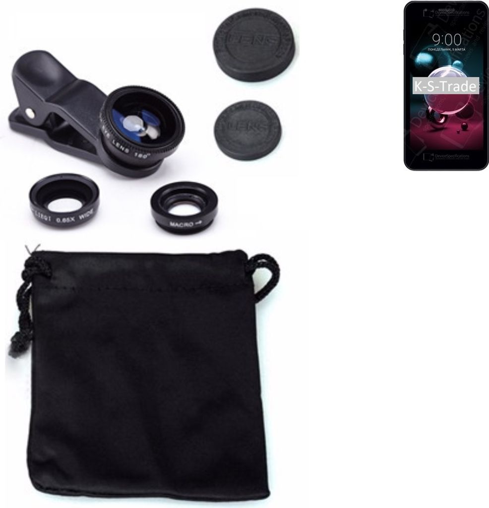 K-S-Trade Smartphone Kamera Linsen Set Kompatibel mit LG Electronics K9 3in1 Clip-On Kamera Adapter Macro Weitwinkel FishEye Fischauge Objektiv Linse