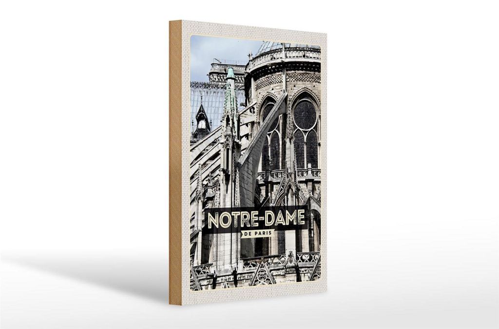 Holzschild Reise 20x30cm Notre-Dame de Paris Architektur