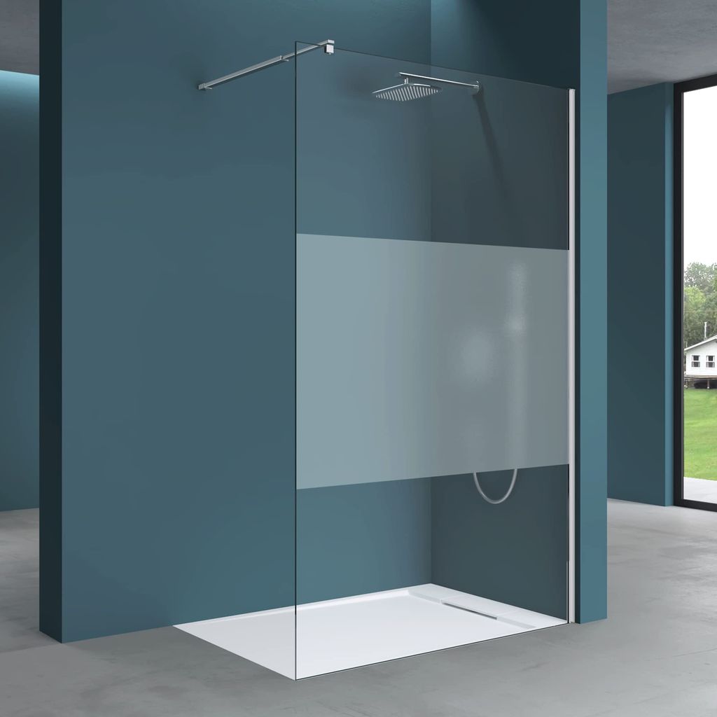 Mai & Mai 130x200cm Walk-In Dusche Duschwand für Dusche Duschabtrennung ESG-Sicherheitsglas 10mm NANO Glas BRAM3 Bremen2MS