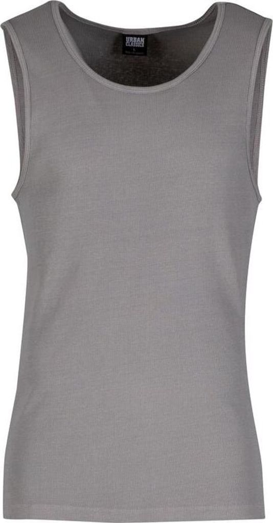 Urban Classics Tank-Top Herren Washed Rib Tanktop grau Basics 100% Baumwolle S
