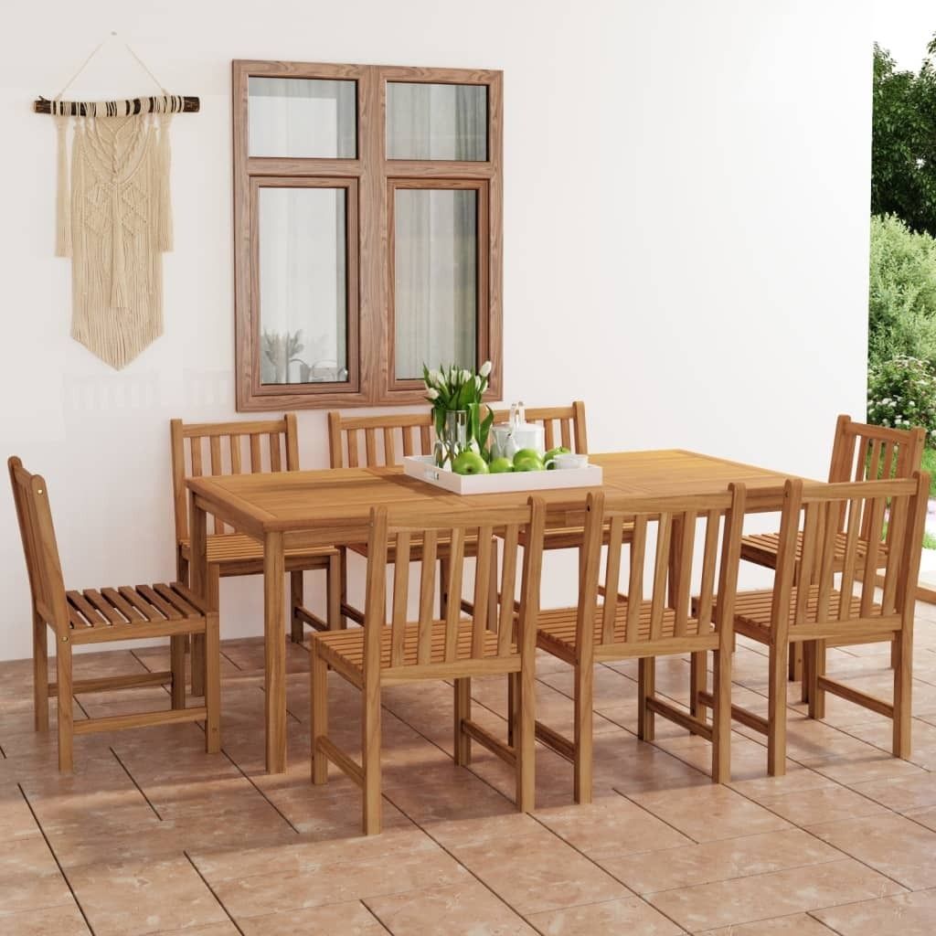 Möbel 9-tlg. Garten-Essgruppe Massivholz Teak - Balkonmöbel 3059946