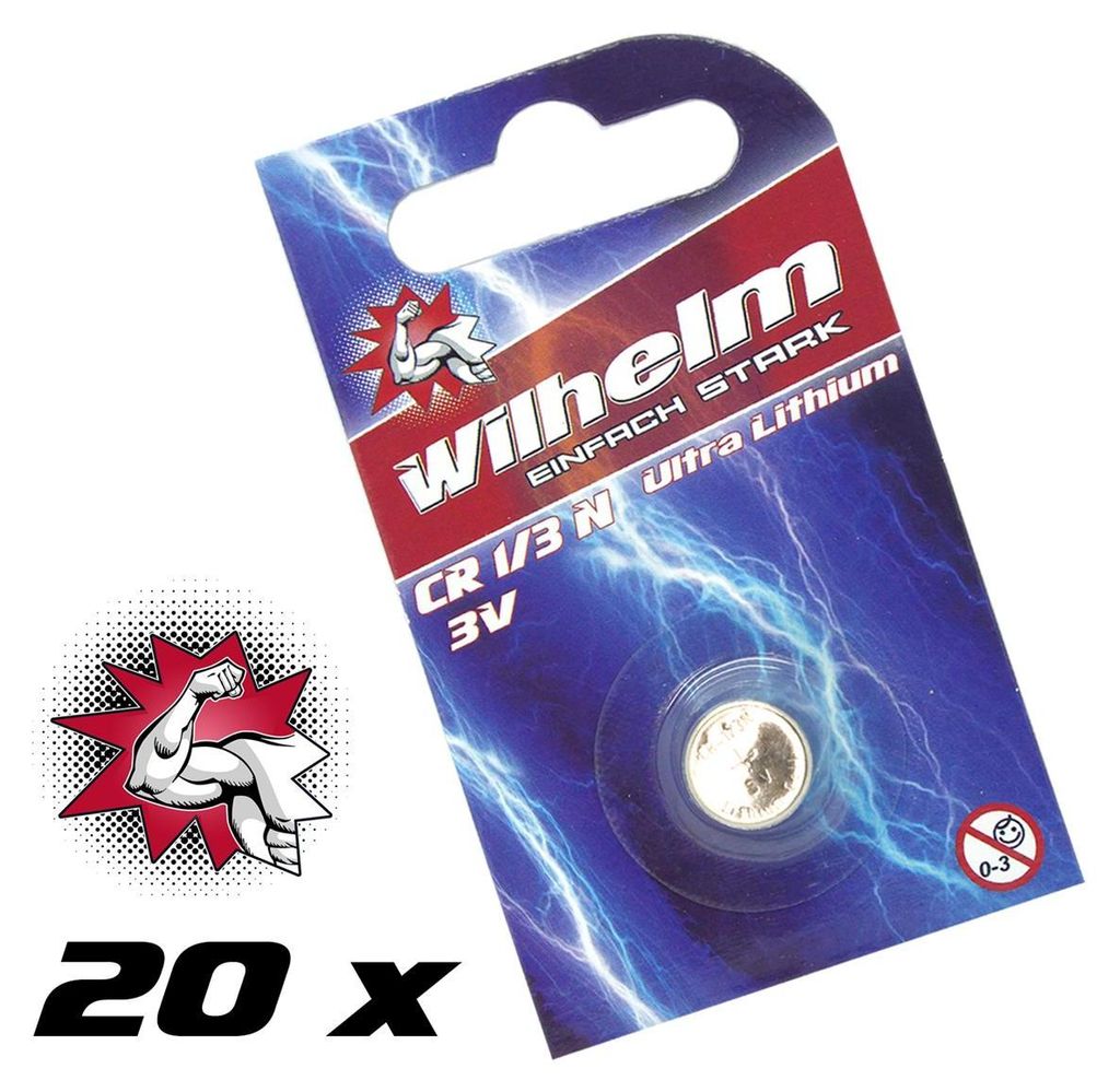 20 x WILHELM 1/3N 3V Photo Lithium CR1/3N DL1/3N Blister Produktbild 
