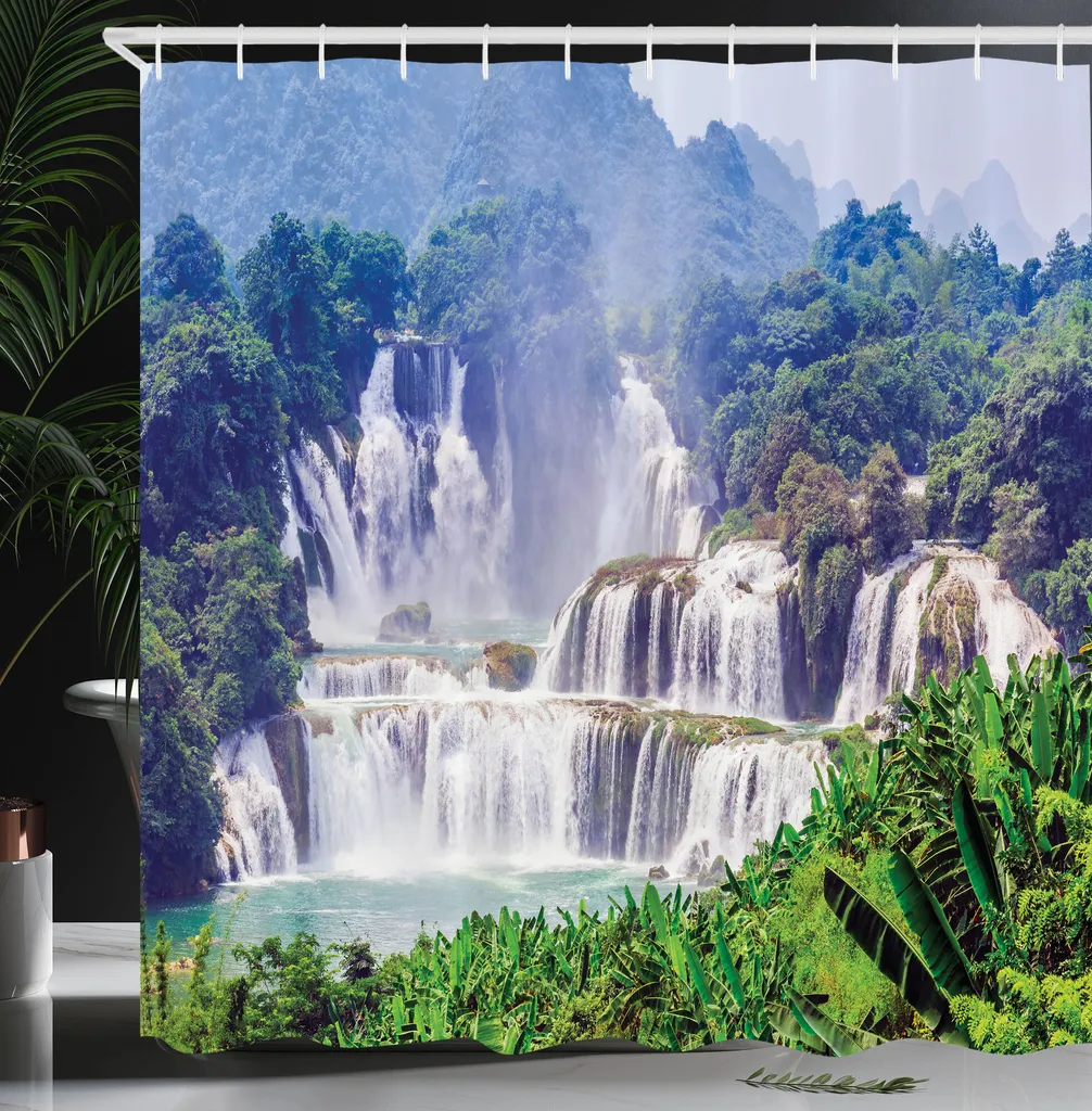 Rideau de douche imperméable avec image de piscine naturelle d'eau