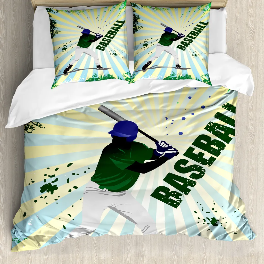 Copripiumino Baseball Pop Art ABAKUHAUS 155x220cm: Morbida Microfibra