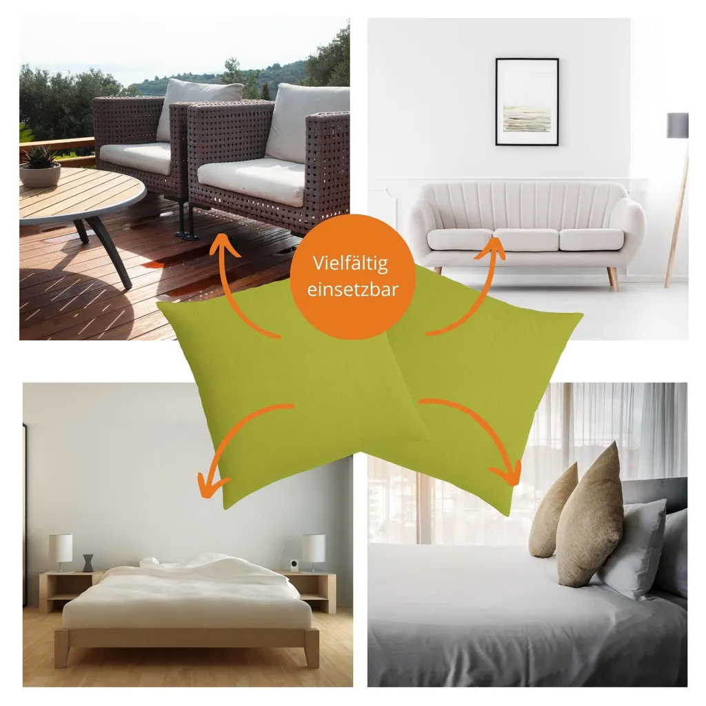 Cuscini 40x40 Verde Lime sleepling: Set 4 Pezzi Morbidi e Lavabili - 4