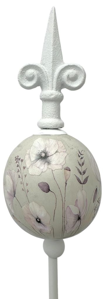 Metallstecker mit Blumenmuster 110cm Gartenstecker mit Keramik-Kugel