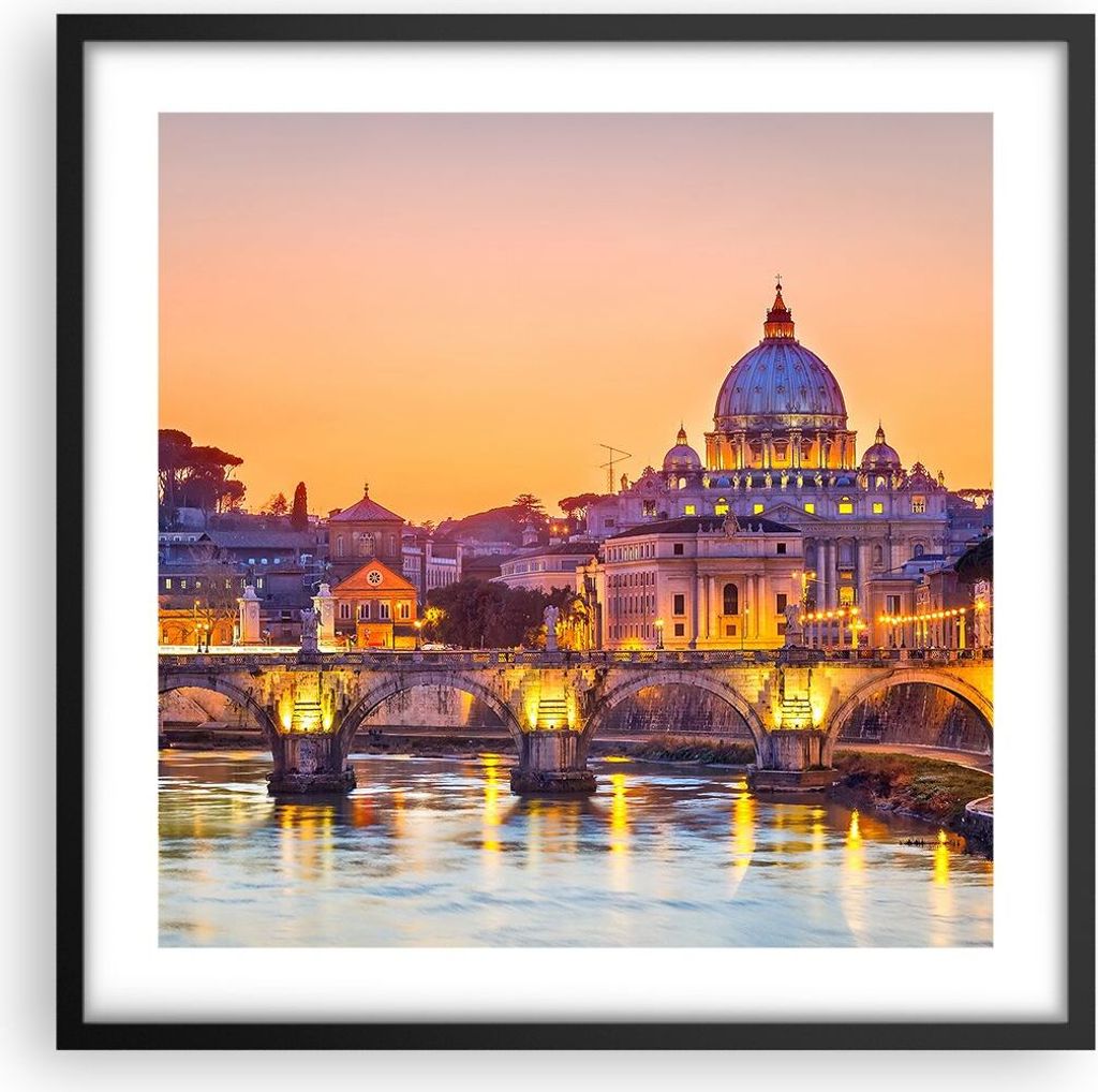 Gerahmtes Poster - Schwarzer Rahmen - Rom Italien Basilika Geschichte - 50x50 cm - Wand Bild - Wanddeko - Wandbilder - Wandposter - Bilderrahmen - ...