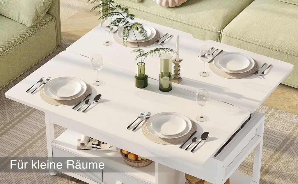 Table basse avec rangement caché KIMENICH et double tiroir intégré - 4