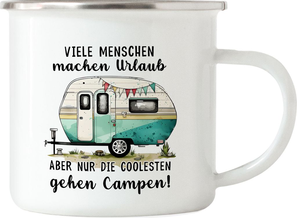 Nur die Coolesten gehen Campen Emaille Tasse Camping Wohnwagen Rentner Campingplatz