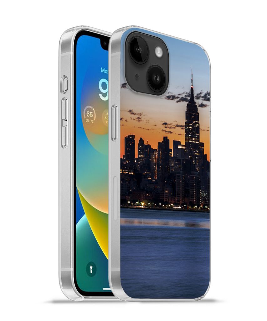 MuchoWow Handyhülle Schutzhülle Hülle für Apple iPhone 14 - Softcase New York - Skyline - Amerika Silikon Softcase Handy Hülle - Mobiltelefo...