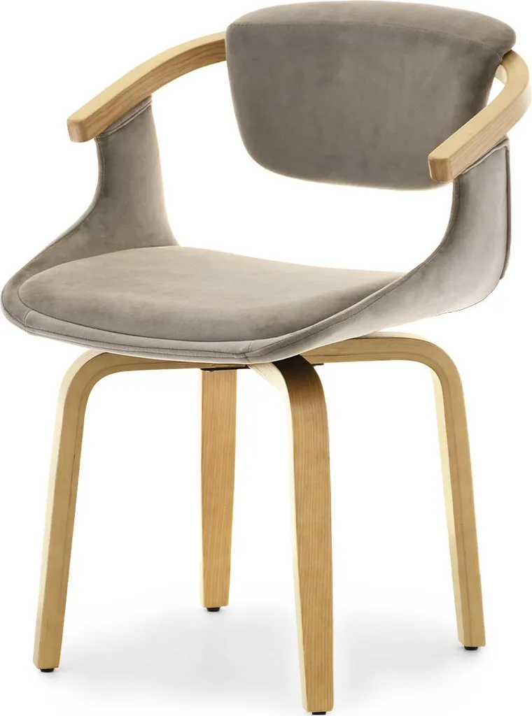 Chaise ADALIZ beige avec pieds en chêne massif pour salon et séjour