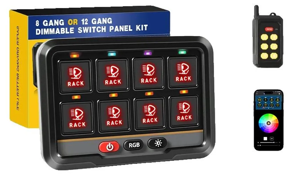 Panneau de Commande 8 Interrupteurs 12-24V avec Contrôle par App Mobile