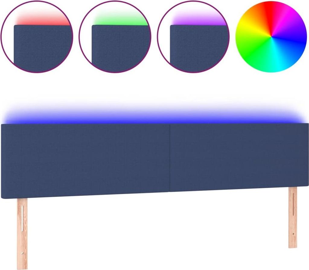 vidaXL LED Kopfteil Blau 180x5x78/88 cm Stoff