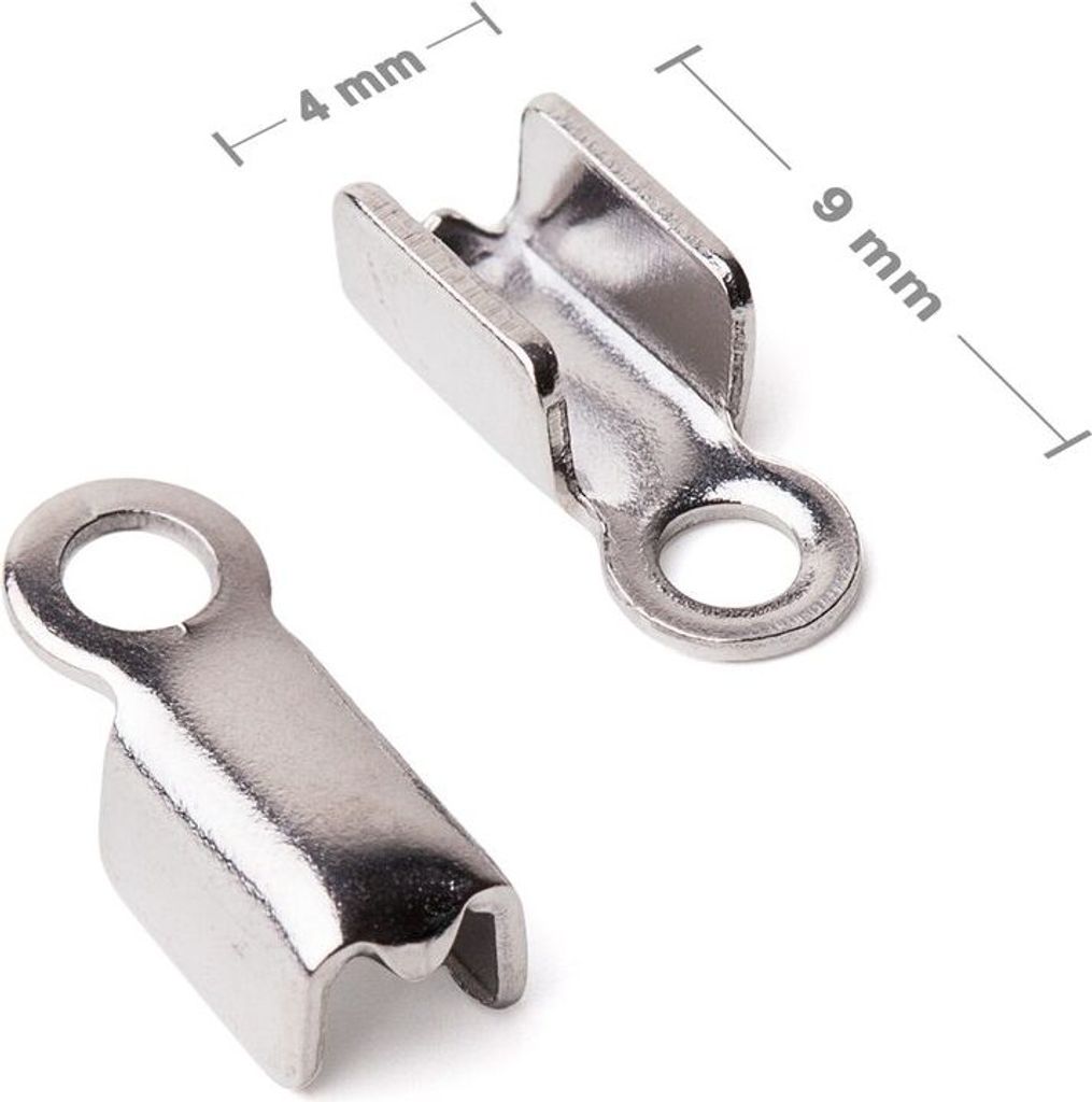 316L Chirurgenstahl Crimp Endplatte 9x4mm - 6 Stück