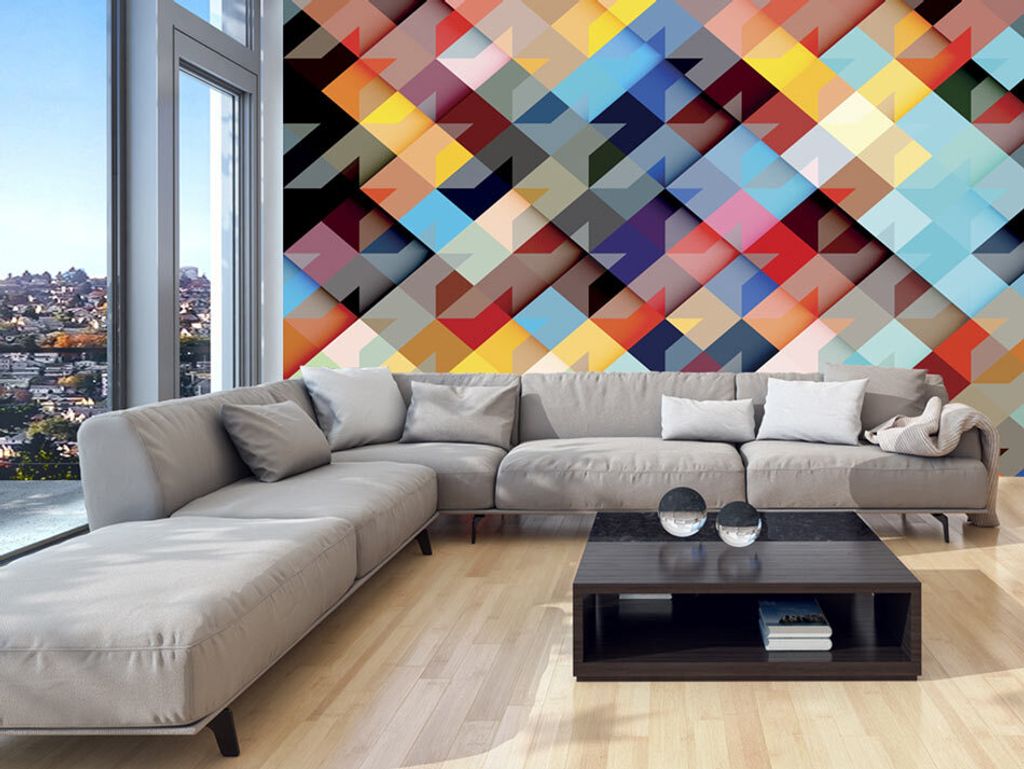 Vlies Fototapete 350x256 cm Tapeten Wandtapete XXL Patchwork bunt Abstrakt f-A-0365-a-a
