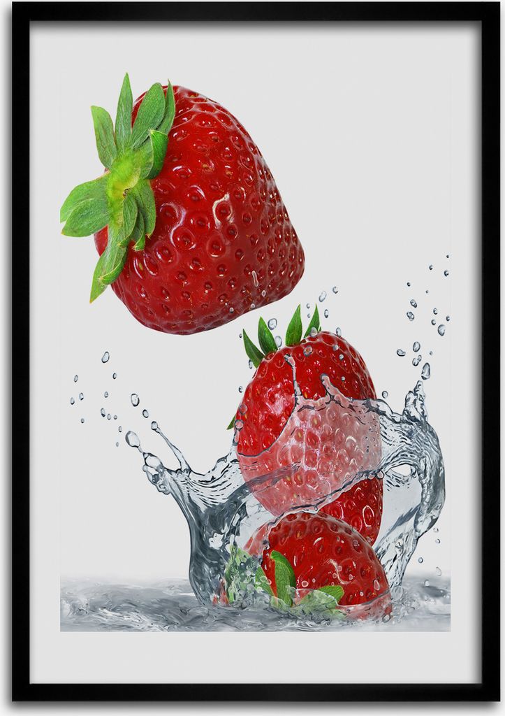 Bild - Bilderrahmen - Foto - 70 cm x 100 cm - MDF - Rahmen - Wandkunst - Erdbeeren
