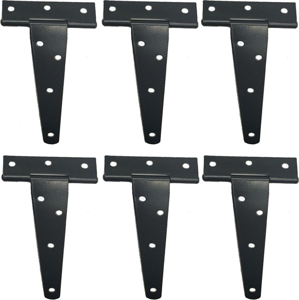 6pcs 5 Zoll T Strap Schuppen Scharniere Verzinkung Eisen Scheune Tür Tore Scharniere geschlitzt Lager Tür Dreieckige Scharnier