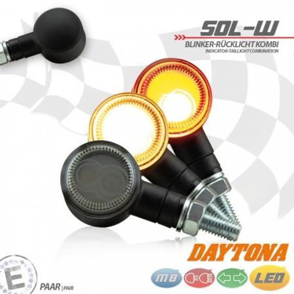 Clignotant LED-RL Combi SOL-W Alu noir : Éclairage LED homologué moto