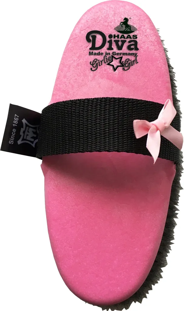 Brosse Haas Diva Girlie Girl pour cheval avec poil en agneau rose