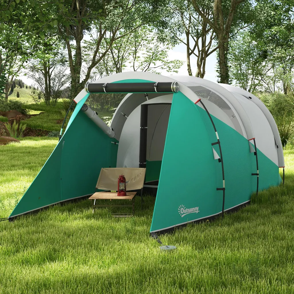 Tente tunnel de camping 5 personnes - Colonne d'eau 3000mm Verte