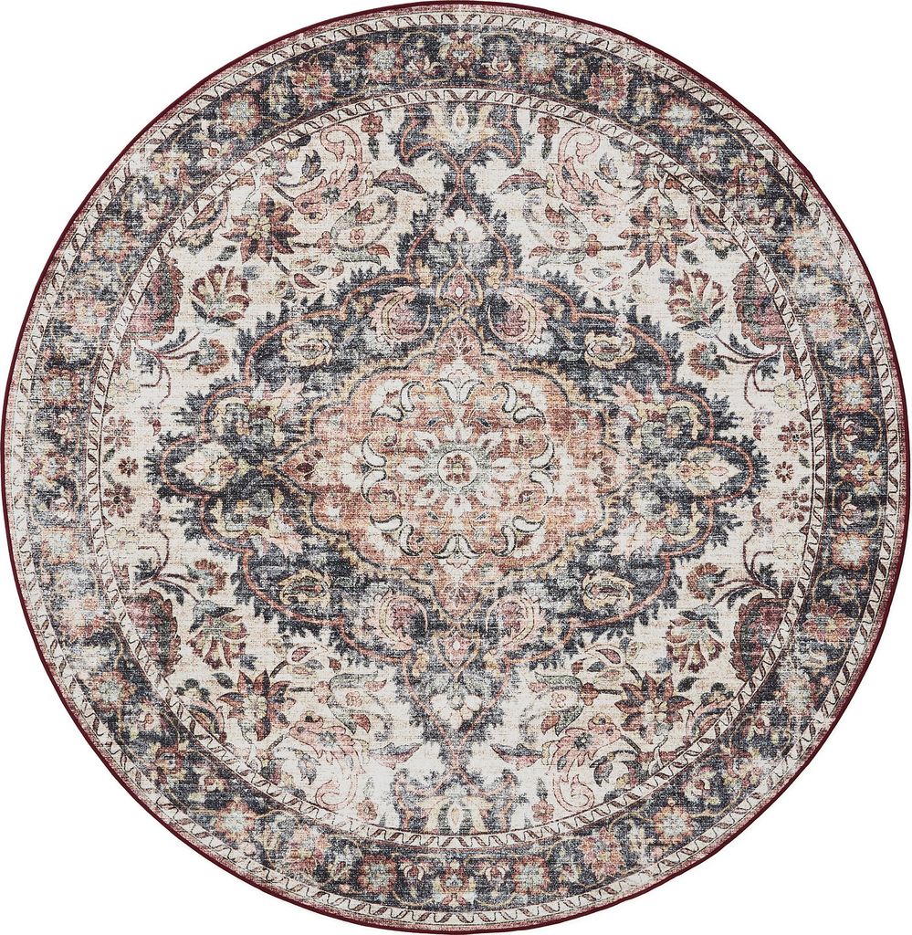 Interiyou Waschbarer Teppich Gent Multicolor/Rot ø 160 cm rund